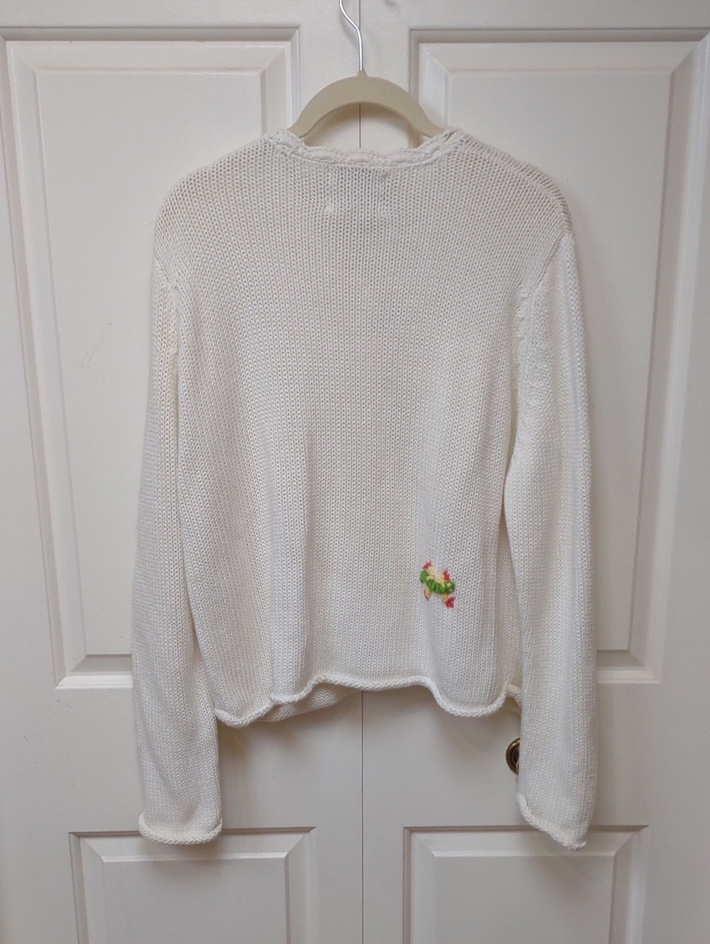 Curio Vintage White Knit Cottage-Style BU Cardigan Whimsical Decorative Buttons - Picture 13 of 15